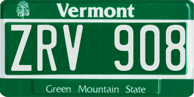 VT license plate ZRV908