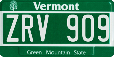 VT license plate ZRV909