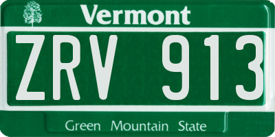 VT license plate ZRV913