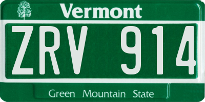 VT license plate ZRV914
