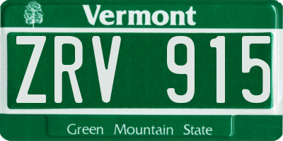 VT license plate ZRV915
