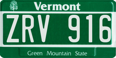 VT license plate ZRV916