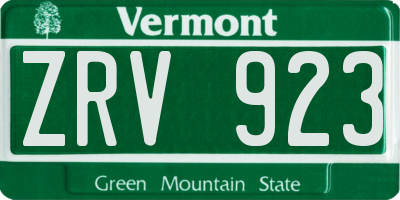 VT license plate ZRV923