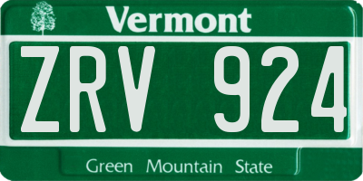 VT license plate ZRV924