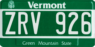 VT license plate ZRV926
