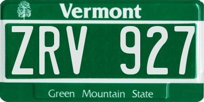 VT license plate ZRV927