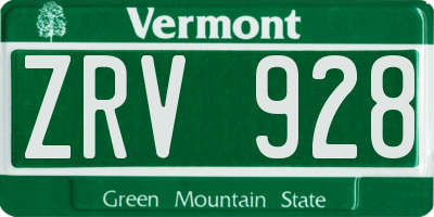 VT license plate ZRV928
