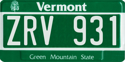 VT license plate ZRV931
