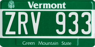 VT license plate ZRV933