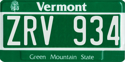 VT license plate ZRV934