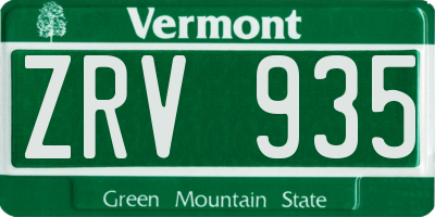 VT license plate ZRV935