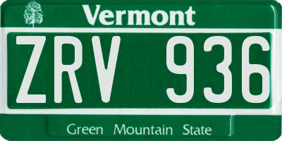 VT license plate ZRV936
