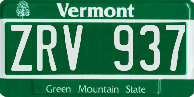 VT license plate ZRV937
