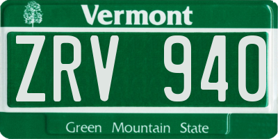 VT license plate ZRV940