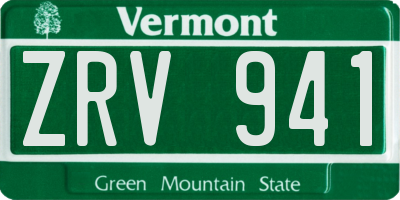 VT license plate ZRV941