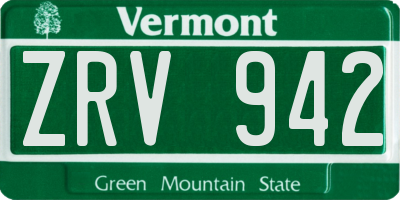 VT license plate ZRV942