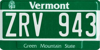 VT license plate ZRV943