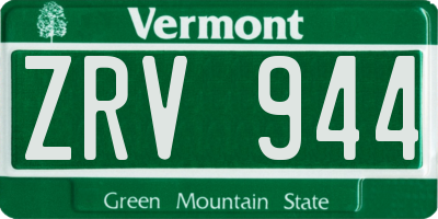 VT license plate ZRV944