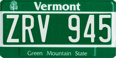 VT license plate ZRV945
