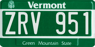 VT license plate ZRV951