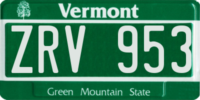 VT license plate ZRV953