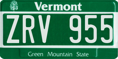 VT license plate ZRV955