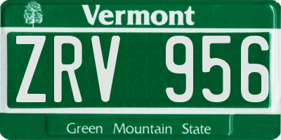 VT license plate ZRV956