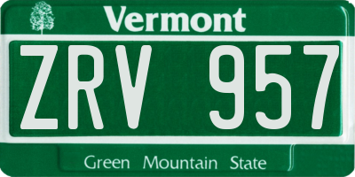 VT license plate ZRV957