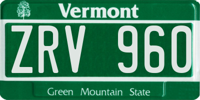VT license plate ZRV960
