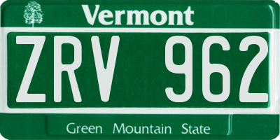 VT license plate ZRV962