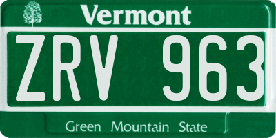VT license plate ZRV963