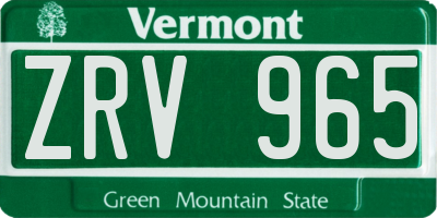 VT license plate ZRV965