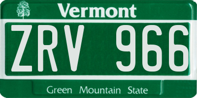 VT license plate ZRV966