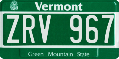VT license plate ZRV967