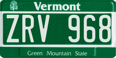 VT license plate ZRV968