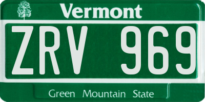 VT license plate ZRV969