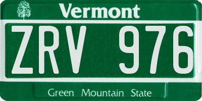 VT license plate ZRV976