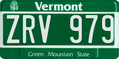 VT license plate ZRV979