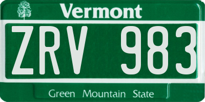 VT license plate ZRV983
