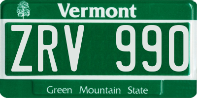 VT license plate ZRV990