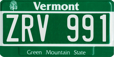 VT license plate ZRV991