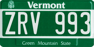 VT license plate ZRV993