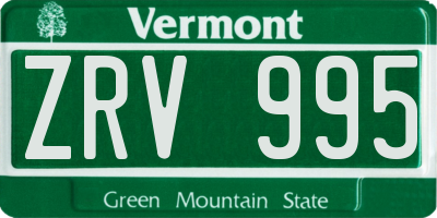 VT license plate ZRV995