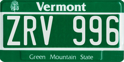 VT license plate ZRV996