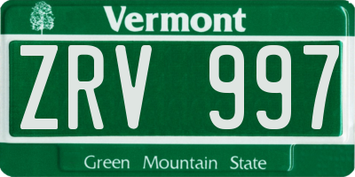 VT license plate ZRV997