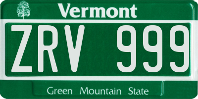 VT license plate ZRV999