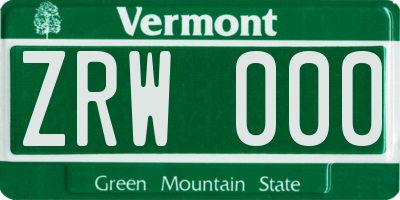 VT license plate ZRW000
