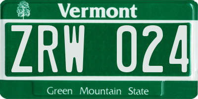 VT license plate ZRW024