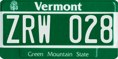 VT license plate ZRW028