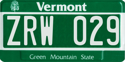 VT license plate ZRW029